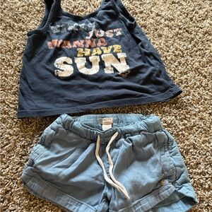 Roxy Charcoal Top and Slate Shorts Set